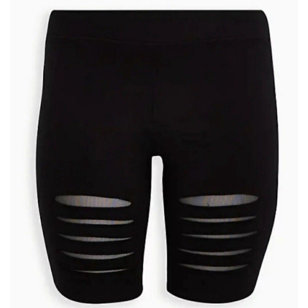 New Torrid Black Mesh Shredded Front Bike Short Plus Size Large Streetwear